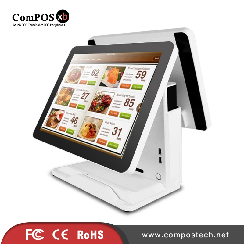 

All in one touch screen pos system point of sale terminal double screen cash register supermarket retail restaurant pos cashier