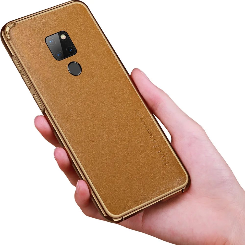 Чехол для Huawei Mate 20 Pro с алюминиевой металлической рамкой натуральная кожа