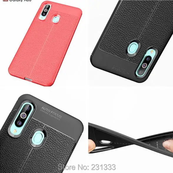 Мягкий ТПУ чехол C ku с автофокусом для Samsung Galaxy A60 A10E OPPO Realme C2 Litchi резиновый гелевый