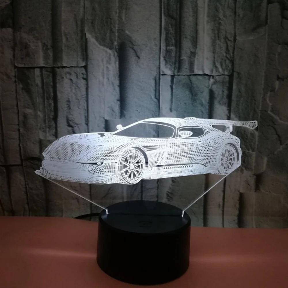 Крутая супер Автомобильная акриловая 3D лампа 7 цветов маленький ночник детские