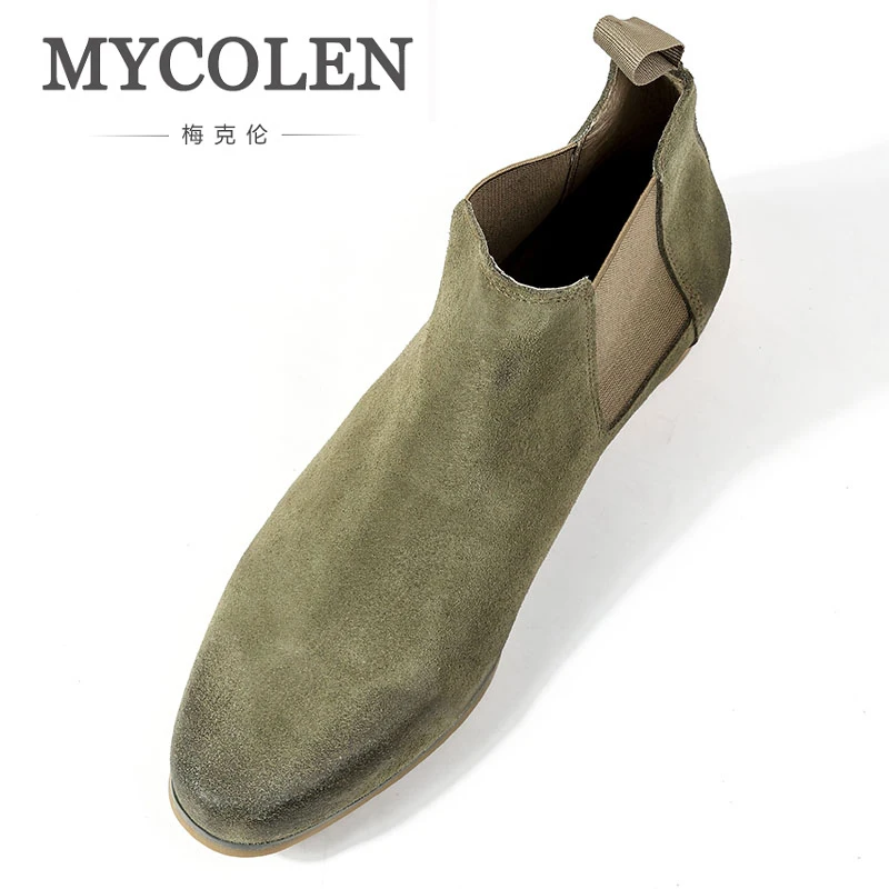 MYCOLEN/ботинки Челси мужские ботинки модные брендовые кожаные ботильоны на низком