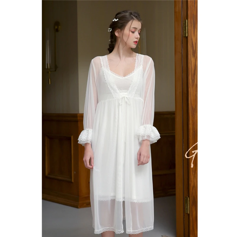 Комплект из 2 предметов халат сексуальная Прозрачная сорочка кимоно с подкладкой