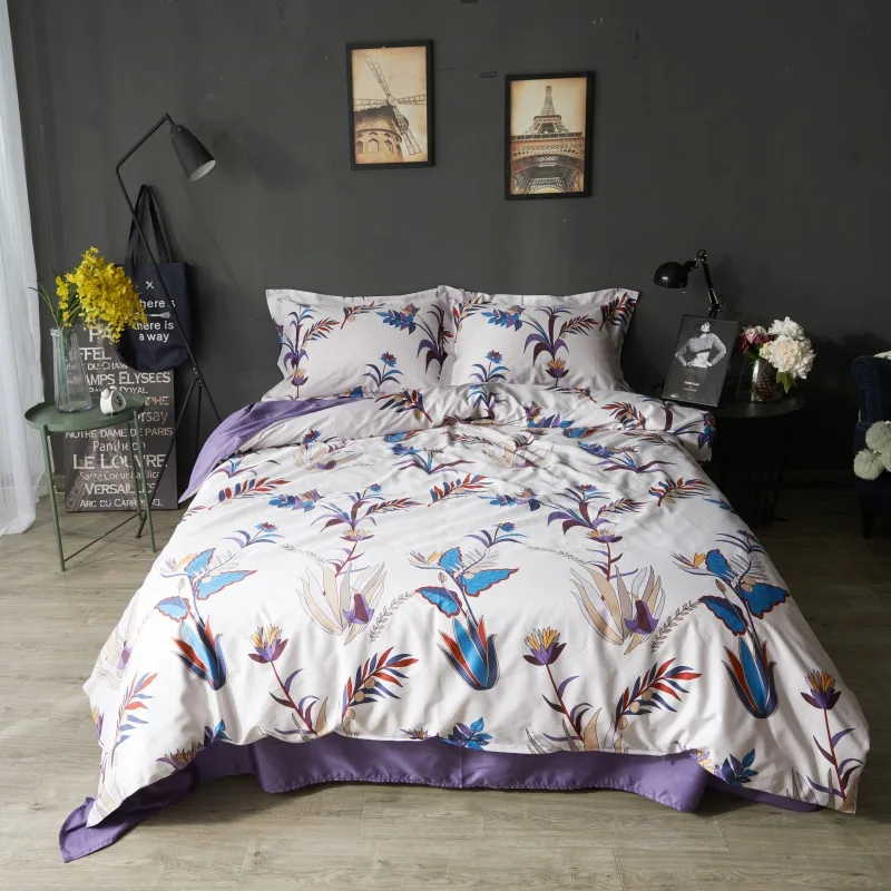 Комплект постельного белья из 4 предметов египетского хлопка с шелковистым