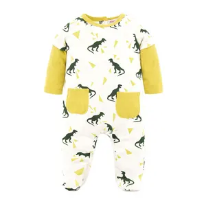 Fashion Baby Boy Rompers Clothes Dino Printing Long Sleeve Halloween Newborn Jumpsuit Winter Cotton Baby Romper Navidad Overalls