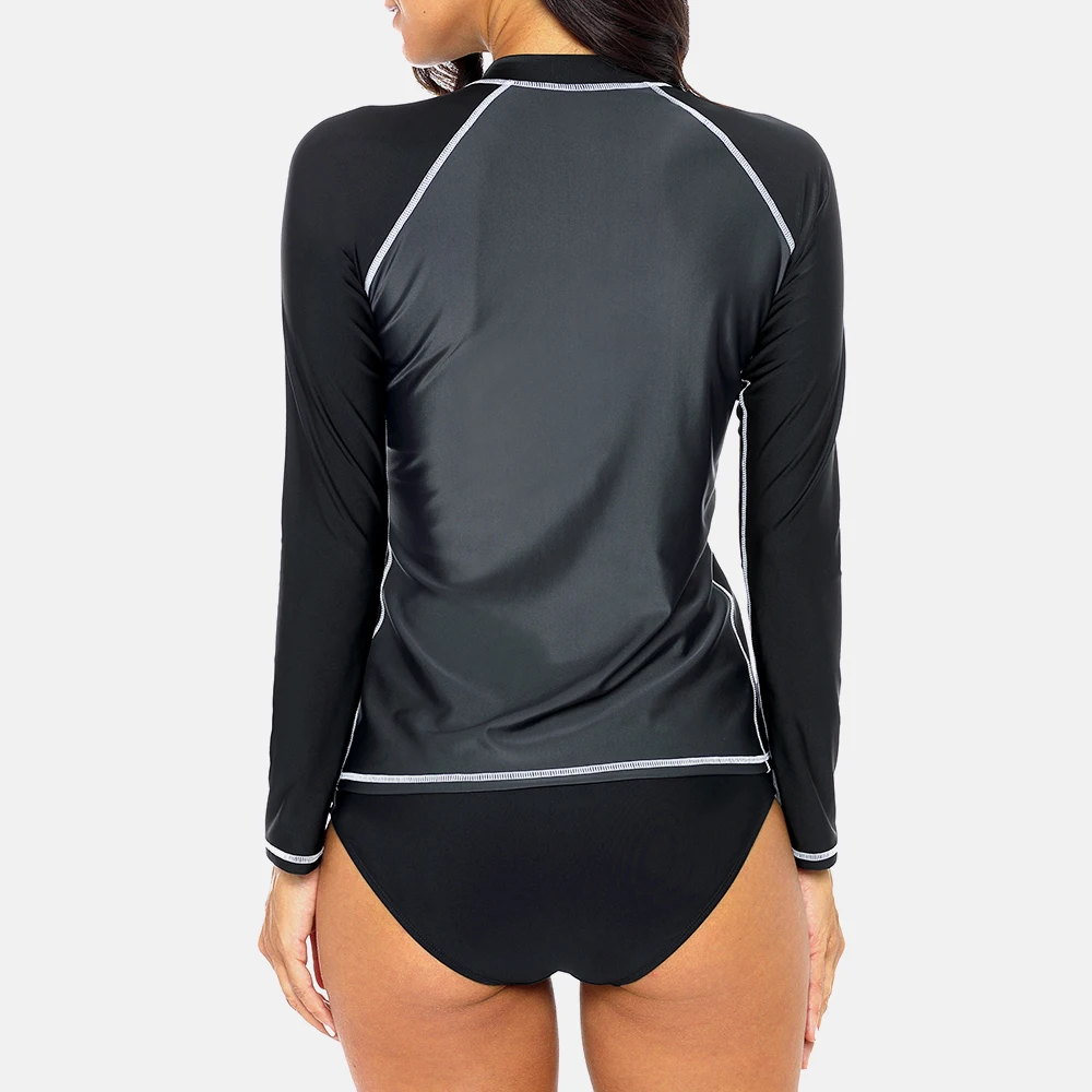 Привлекательная рубашка Rashguard женский купальник с длинным рукавом на молнии
