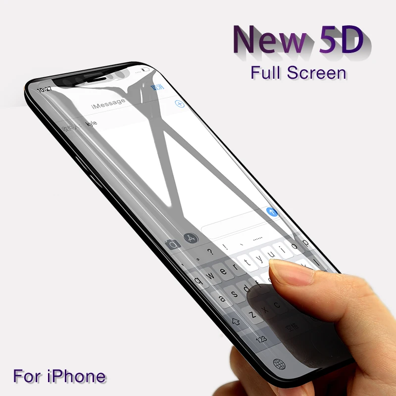 Слишком 5D полное покрытие закаленное стекло для iPhone X 8 7 Plus 360 градусов Защита