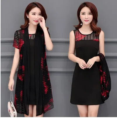 Женское платье двойка с винтажным принтом в Корейском стиле элегантное