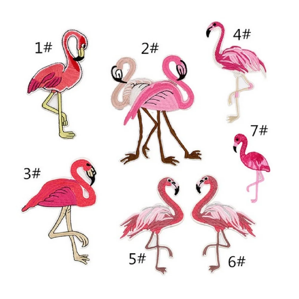 5 шт./лот красивый розовый Фламинго термонаклейки мешковатые брюки вышитые патч