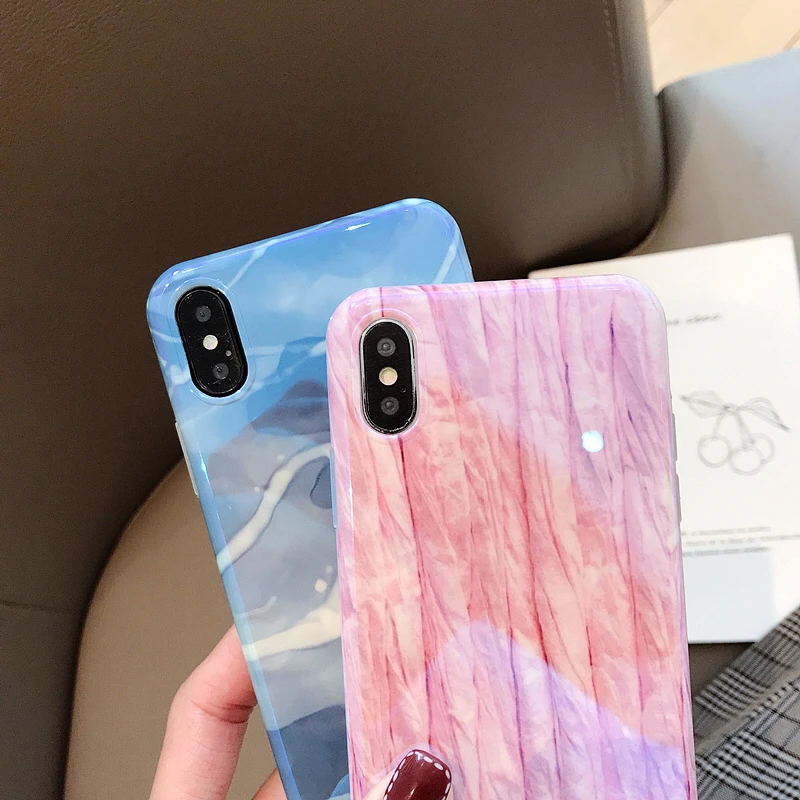 Чехол для iPhone 8 7 6 S Plus Мягкий чехол телефона силиконовый роскошный голубого цвета