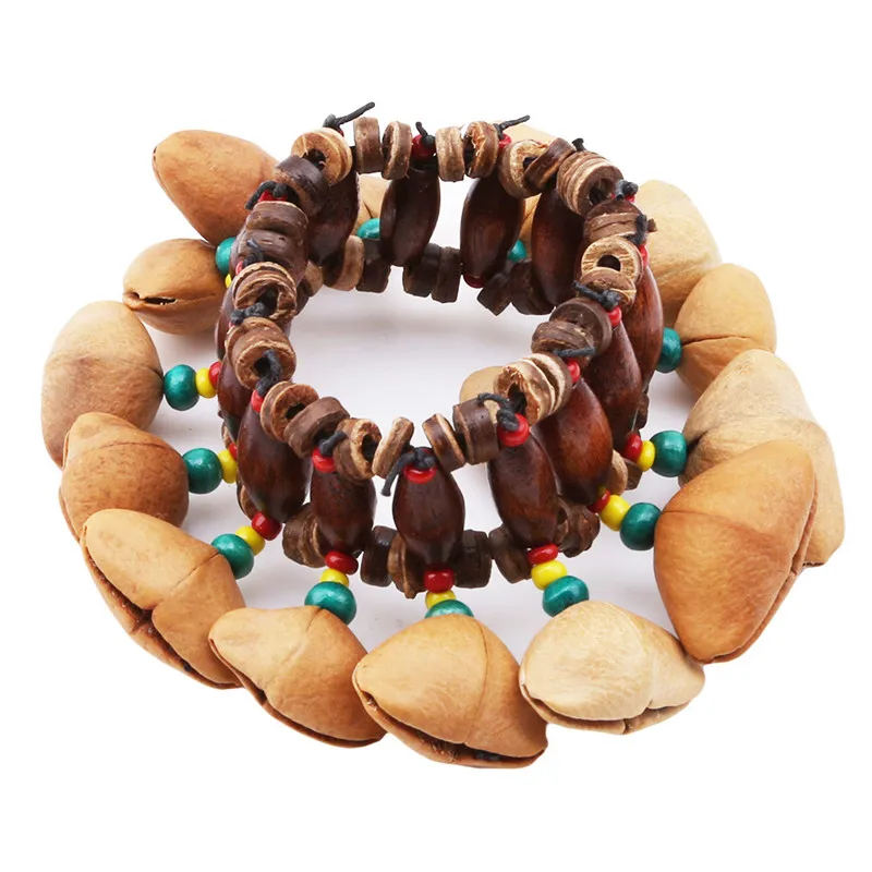 

Handmade Nuts Shell Bracelet Handbell for Djembe African Drum Conga Percussion Accessories kids toy