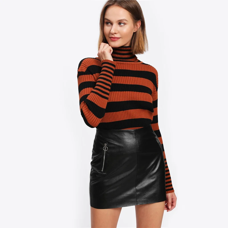 SHEIN Модная Кожаная Юбка Женская Летняя Черная Элегантная Короткая Юбка С Высокой Талией