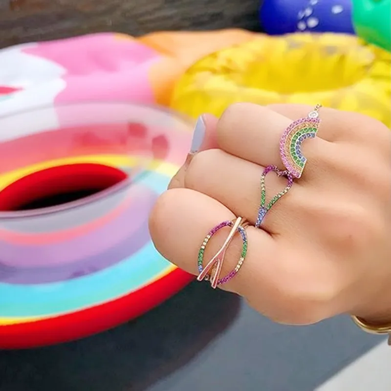 Модное разноцветное кольцо в форме сердца с кристаллами для влюбленных сюрприз