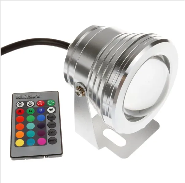 Быстрая доставка 10 Вт подводный IP68 RGB Светодиодный прожектор для сада бассейна + 24