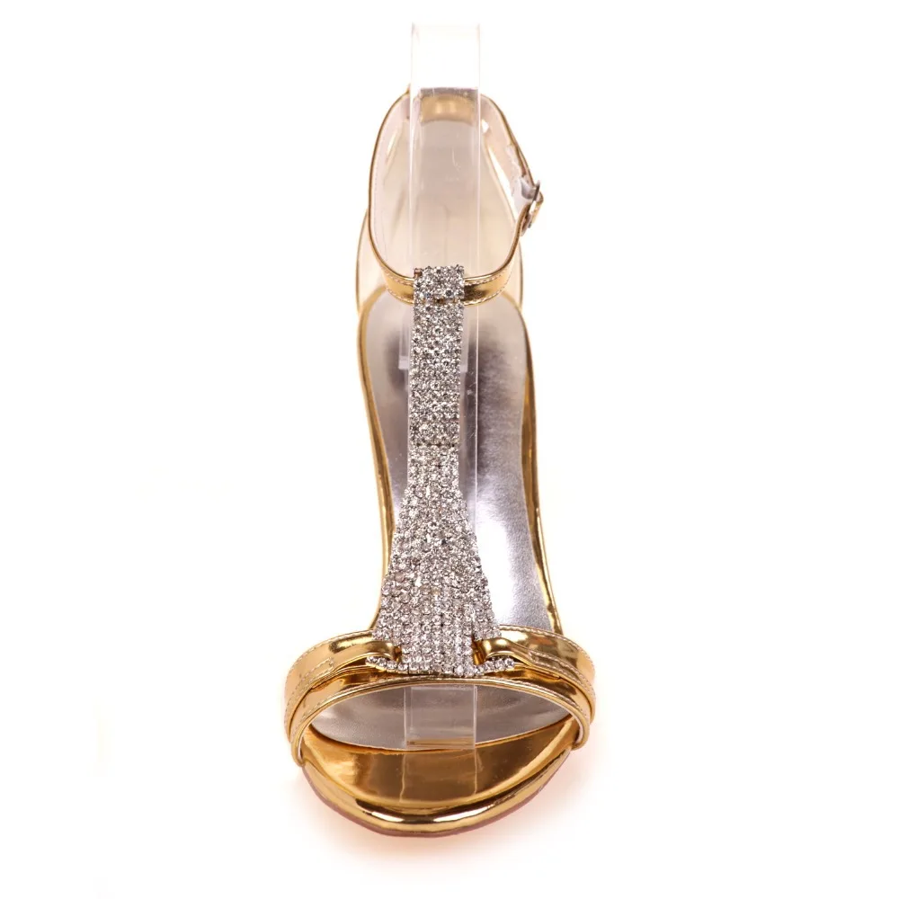 Creativsugar женские Кристальные сандалии с Т образным ремешком для коктейльных