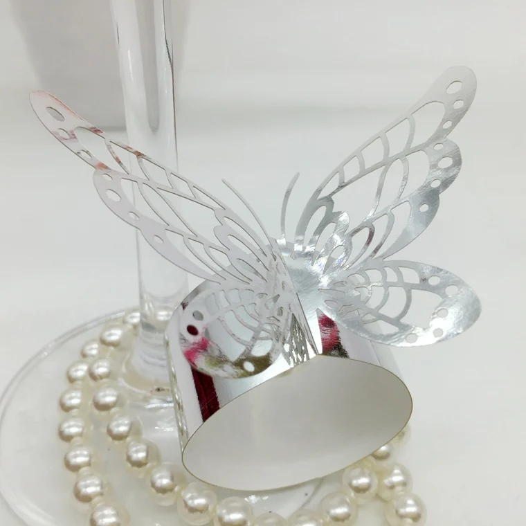 

F3 240pcs Laser Cut Hollow Butterfly Paper Card Napkin Ring Serviette Buckle Holder Hotel Wedding Party Favour Decoration
