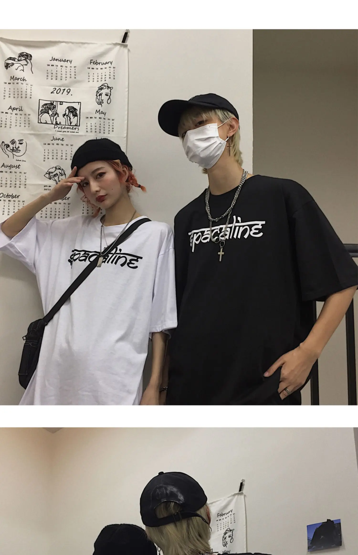 Harajuku/Одежда для пар; летняя модная футболка в Корейском стиле Ulzzang; уличная одежда со светоотражающим принтом; футболки с короткими рукавами; женские топы