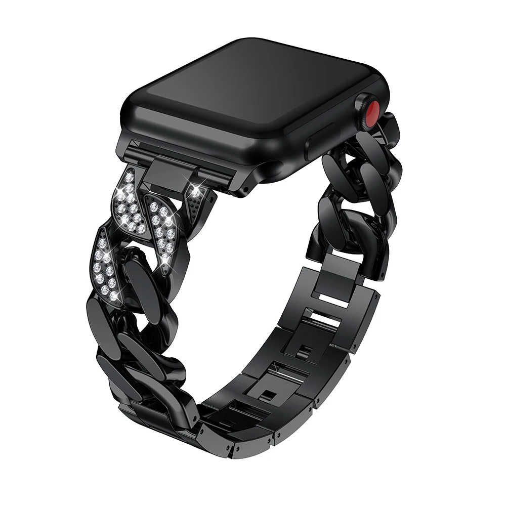 Браслет для Apple watch 38 мм 40 мм 42 мм 44 мм женский ремешок из нержавеющей стали с бриллиантами для iWatch серии 5/4/3/2/1