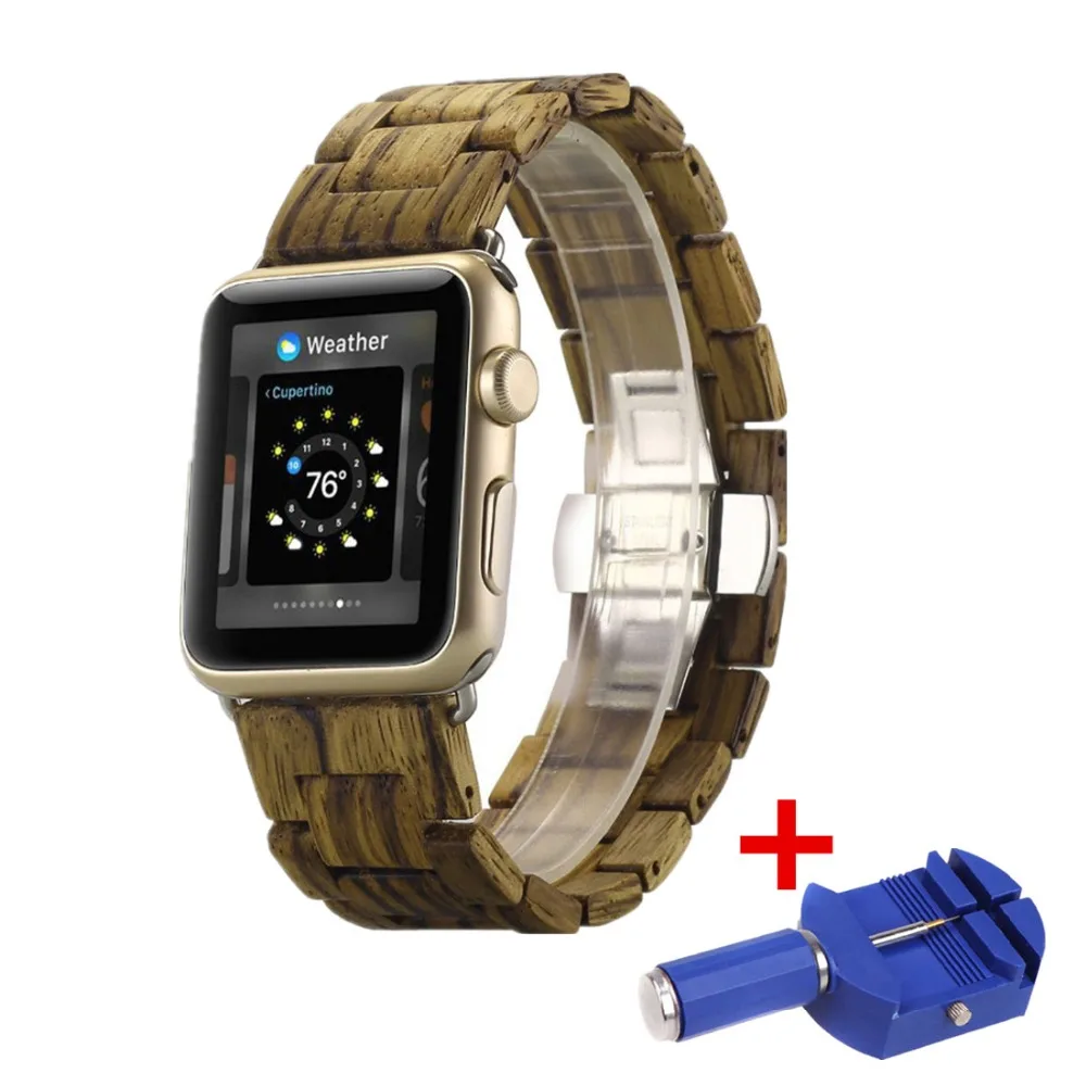 Деревянный ремешок для apple watch, ремешок для apple watch 5 4 3, ремешок 44 мм/40 мм iwatch 5 42 мм/38 мм, деревянный браслет с бабочкой