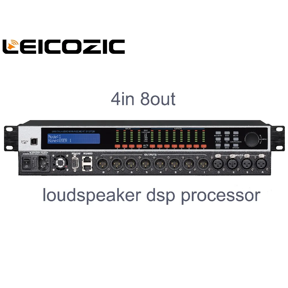 Leicozic DANT4.8 dsp аудио процессор 4in8out громкоговоритель управление processador de аудио цифровые процессоры RS232, RS485 AC220V