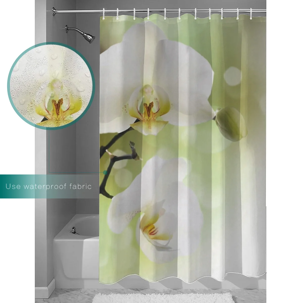 Белый phalaenopsis набор душевых штор для ванной с ковриками комплект из 2 предметов