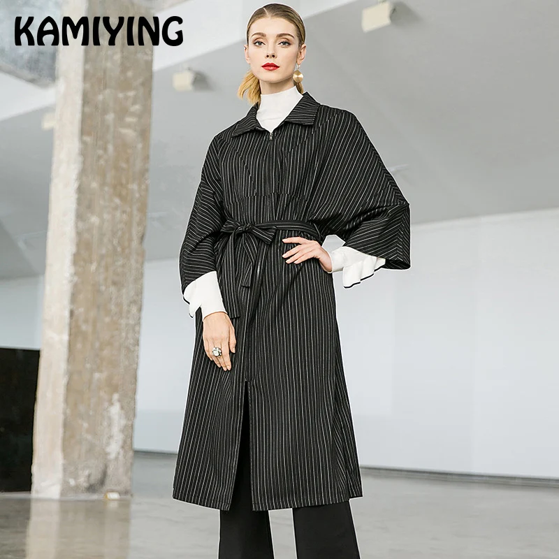 KAMIYING/Модная одежда на шнуровке с высокой талией осенний Тренч лацканами Женская