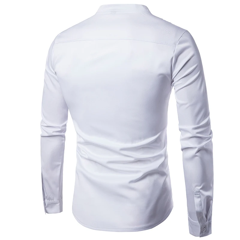 Unpadupe Новые Марка 2018 Мужчины Рубашка Белого Цвета с длинным Рукавом Slim Fit Camisa Masculina