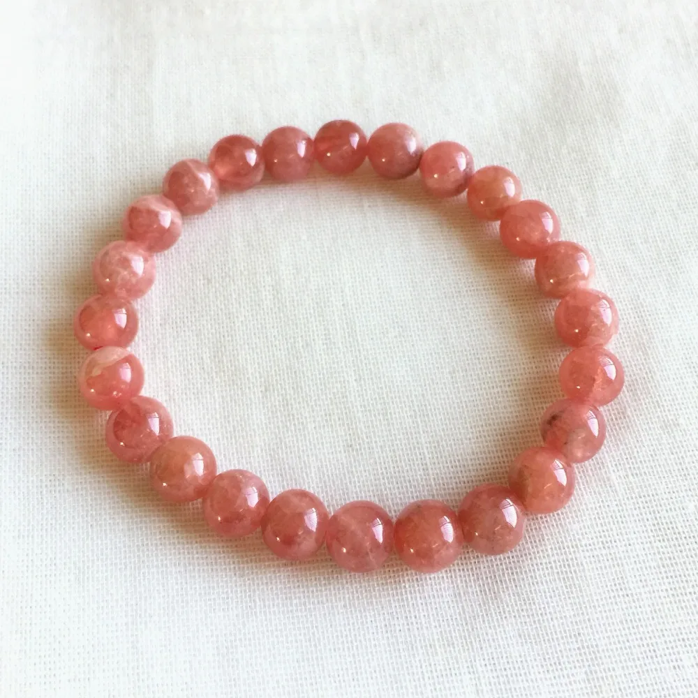 

Genuine Natural Argentina Red Rhodochrosite Stretch Finished Bracelet Round beads 7mm Small Beads Marriage Gemstone 05218