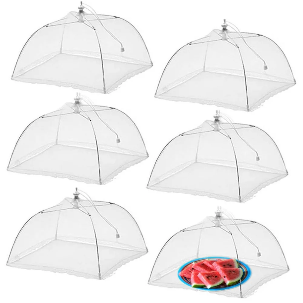 

6pcs/lot Large and Tall 17x17 Pop-Up Mesh Food Covers Tent Umbrella for Bugs, Parties Picnics, BBQs, Reusable and Collapsible