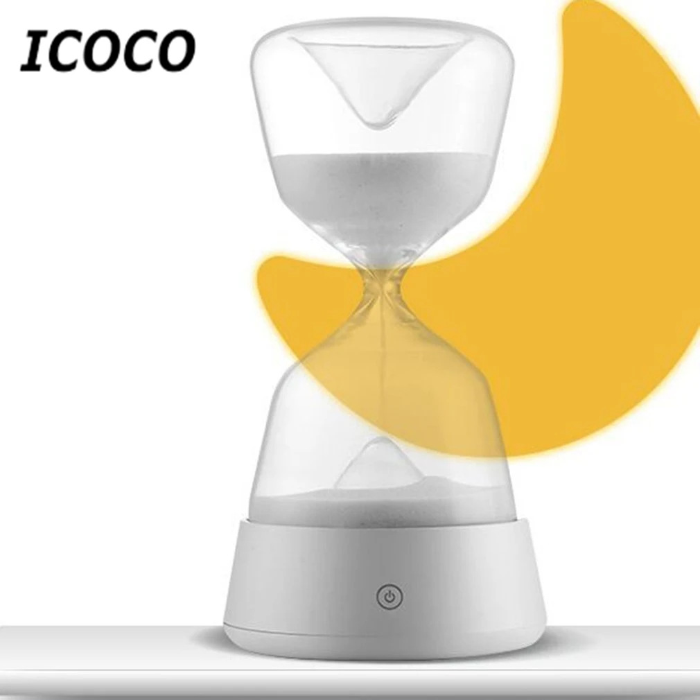 ICOCO usb зарядка Романтический светодиодный песочные часы запись времени атмосферный ночник настольная лампа подарок на день рождения Горячая Распродажа Прямая