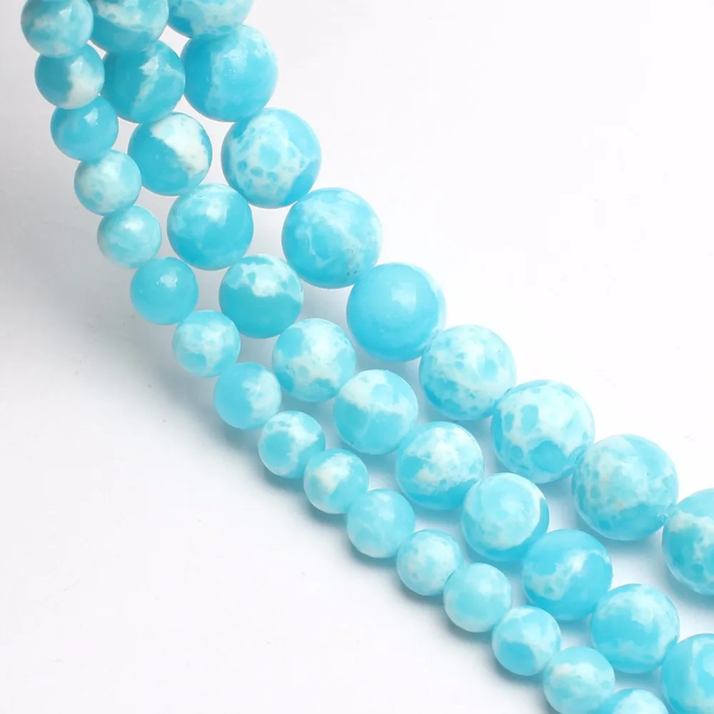Skyblue Imperial Stone Round Loose beads ball For Jewelry Making DIY Bracelet Necklace 15 inches 6/8/10 mm pick size | Украшения и