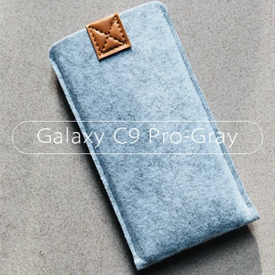 Grey Универсальный держатель чехол для телефона для samsung Galaxy C9 Pro 6," плотно прилегающий чехол Карманный Чехол ручной работы из шерстяного войлока защитная сумка-чехол - Цвет: Grey