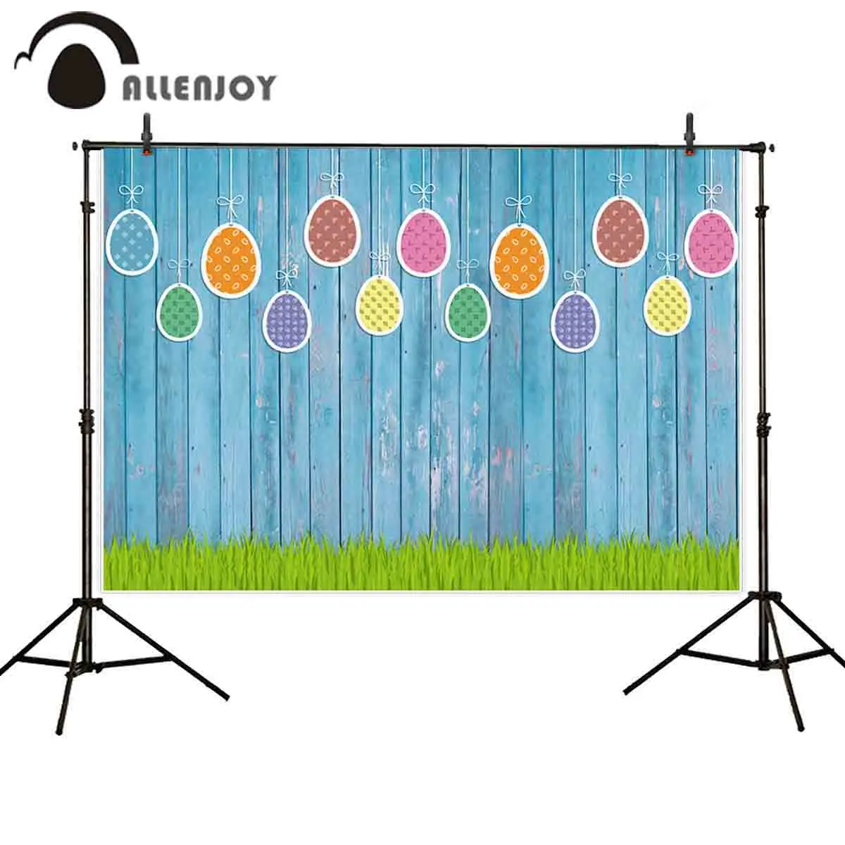 Allenjoy photophone photography blue wooden wall eggs baby Easter backdrops photocall photobooth for photo shoots | Электроника