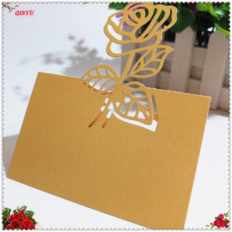 Розовая настольная открытка 100 шт. полые розы сиденья карточка Лазерная резка для