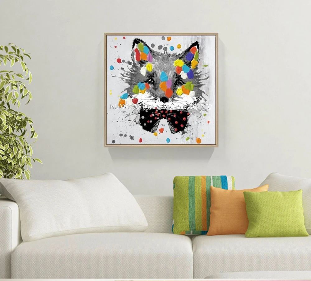 Ручная роспись Абстрактная масляная живопись енота для гостиной или спальни