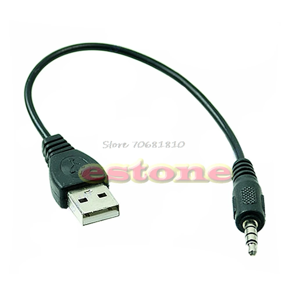 1 шт. черный USB штекер 3 5 мм аудио стерео разъем для наушников кабель MP3 MP4 Прямая