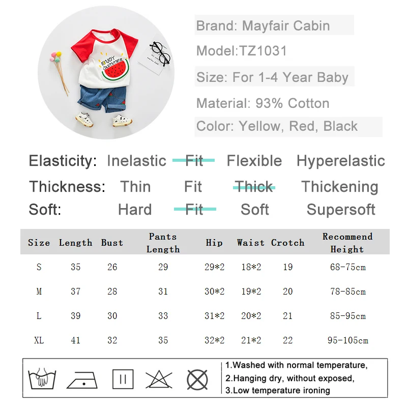 2 шт. Детские хлопковые штаны и топ с коротким рукавом принтом арбуза | Мать