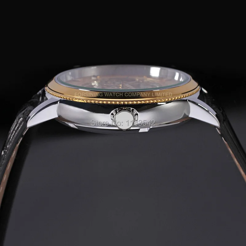 Winner мужские часы модные механические кожа кристалл стимпанк Аналоговый