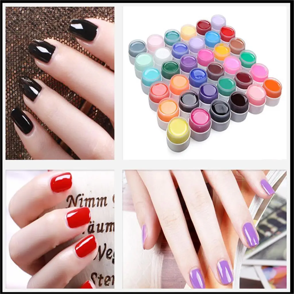 

Hot 36 Boxes Solid Color Nail Gel Pure Colors UV Gel Shiny Extension Longlasting Nail Art Tips Glue Nail Painting Polish Varnish