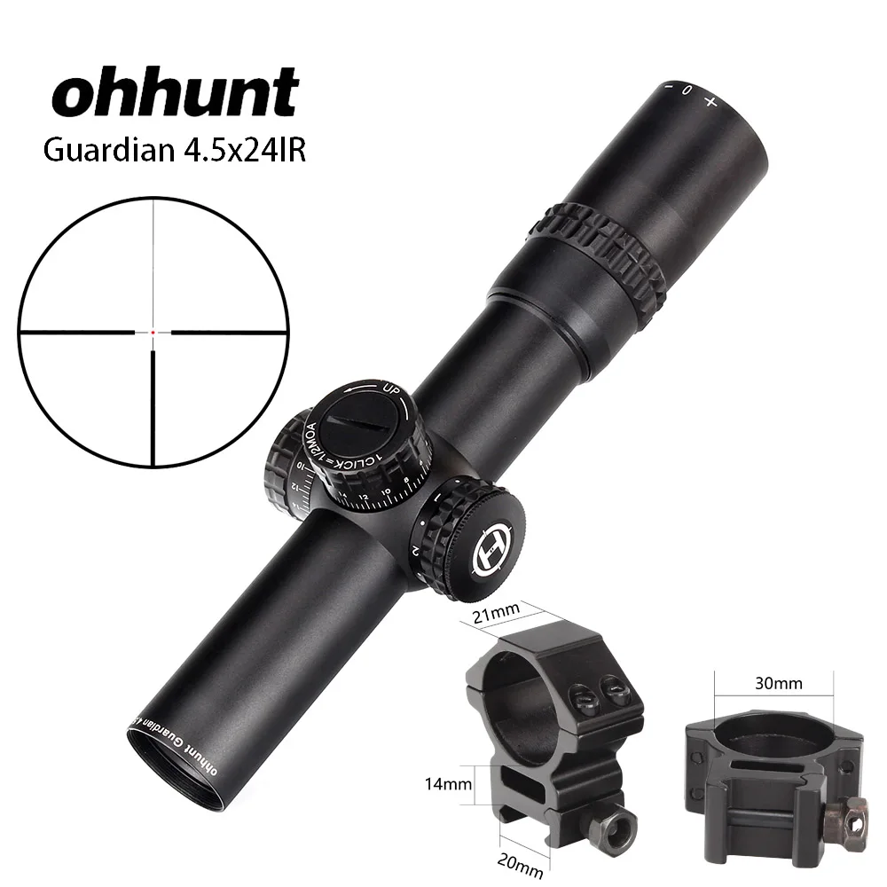 30mm-Picatinny-SZK Ohhunt Guardian 4.5x24IR охотничий оптический компактный прицел стекло травленая сетка 1/2 полумиллиметровая Точка Тактический прицел для стрельбы - Цвет: 30mm-Picatinny-SZK
