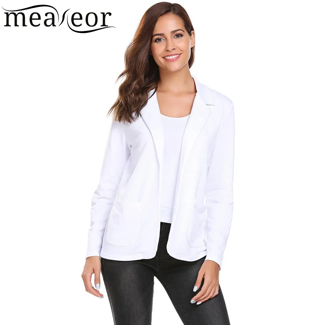 Meaneor Женский Осенний приталенный Блейзер куртки с карманами большие размеры 3XL XXXL
