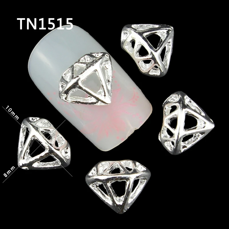 Синева гель Стразы на Гвозди 10 шт./лот Silver Diamond Сплава 3D Дизайн ногтей Аксессуары