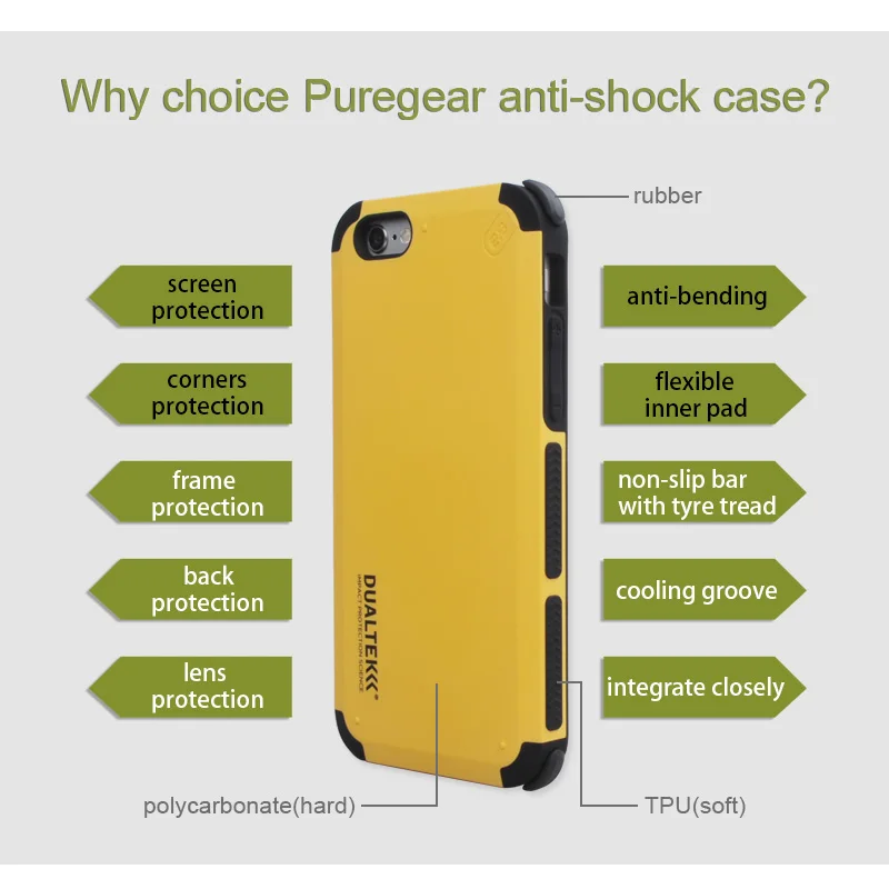 Puregear оригинальный DualTech анти амортизирующий чехол двойная оболочка слоя для iPhone