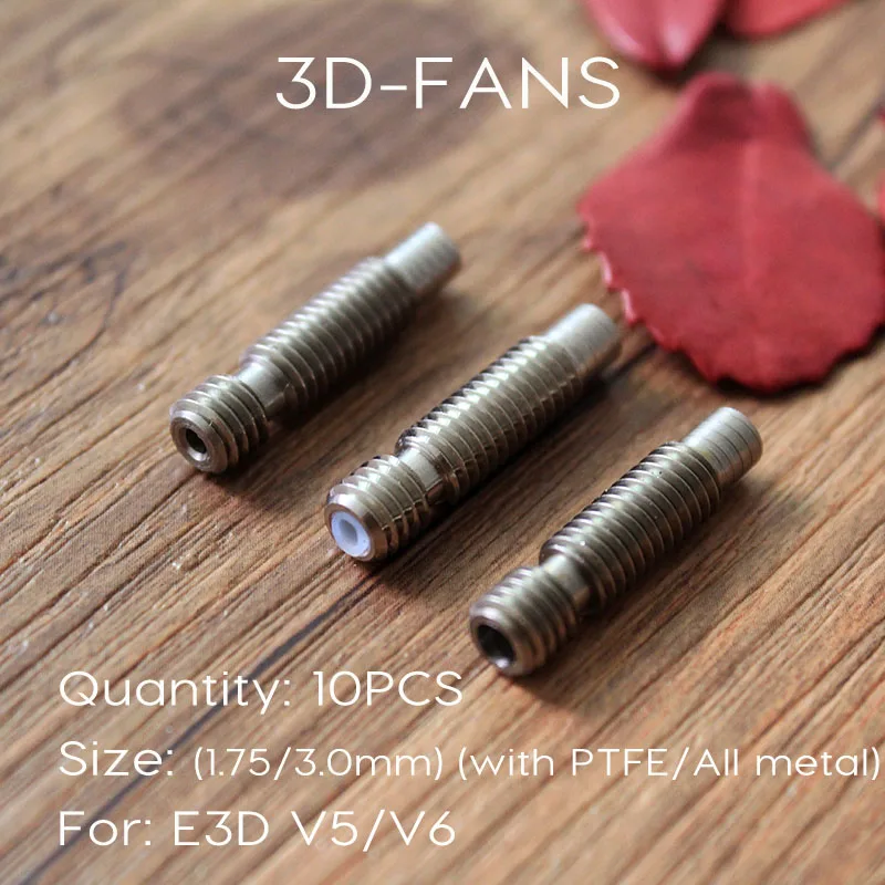 

10pcs E3D Heat Break Hotend Throat M6 M6 For 1.75 mm/3.0mm Filament Stainless Steel 3D Printer for E3D V6 and e3d v5