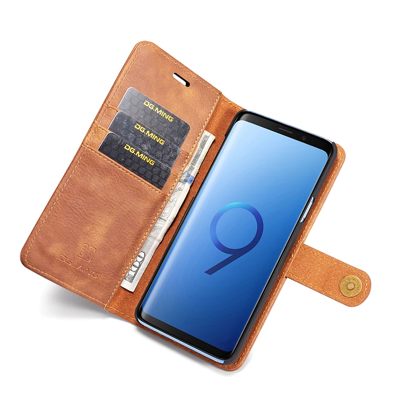 Винтажный кожаный чехол-книжка Haissky для Samsung S9 S8 Plus S7 Edge съемный магнитный