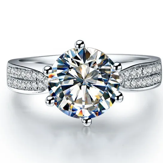 

Solid Platinum PT950 Ring 2CT Diamond Engagement rings D Color VVS1 Love Promise Finger Ring For Girl Beautiful Box