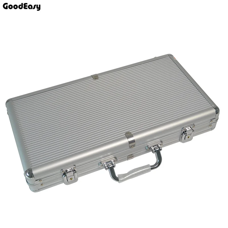 300pcs silver box Хит размер 100-500 казино Техасский покер фишки емкость костюм Чехол черный Джек покер Контейнер Чехол/коробка алюминиевый чехол для костюма - Цвет: 300pcs silver box