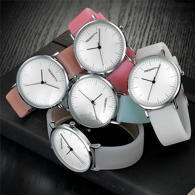 Montre Femme женские наручные часы Стильный силиконовый ремешок REBIRTH платье Дамская