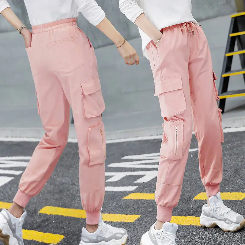 

Casual Pink Cargo Pants Women Hip Hop Cotton Cool Pants Female Streetwear Funny High Waist Trousers Female Sweatpants Female