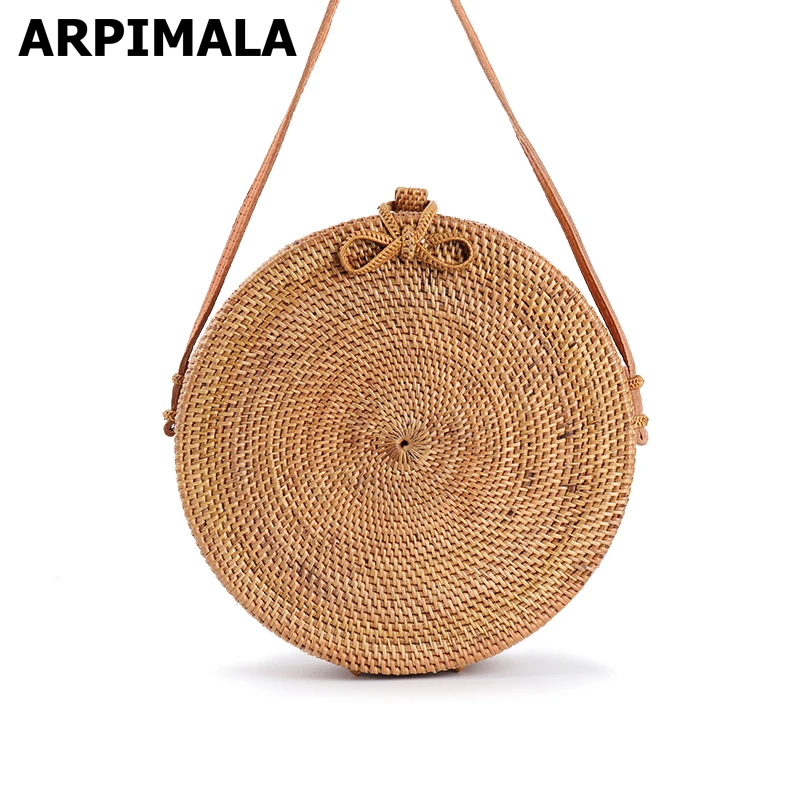 ARPIMALA 2019 соломенные сумки для женщин круглая пляжная сумка ручной работы летняя