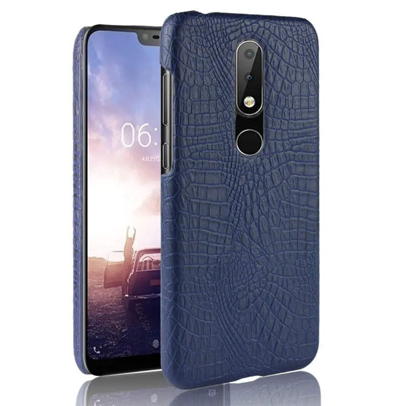 For Nokia X5 2018 Case Hard Crocodile PU Leather Back Cover Phone X 5 NokiaX5 TA-1109 | Мобильные телефоны и аксессуары